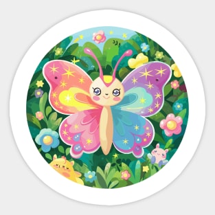 Cute baby butterfly in colorful Sticker